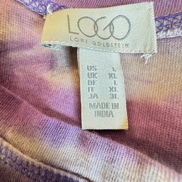 LOGO by Lori Goldstein Sz Large Tie-Dye Top with Hi-Low Hem - Picture 10 of 13